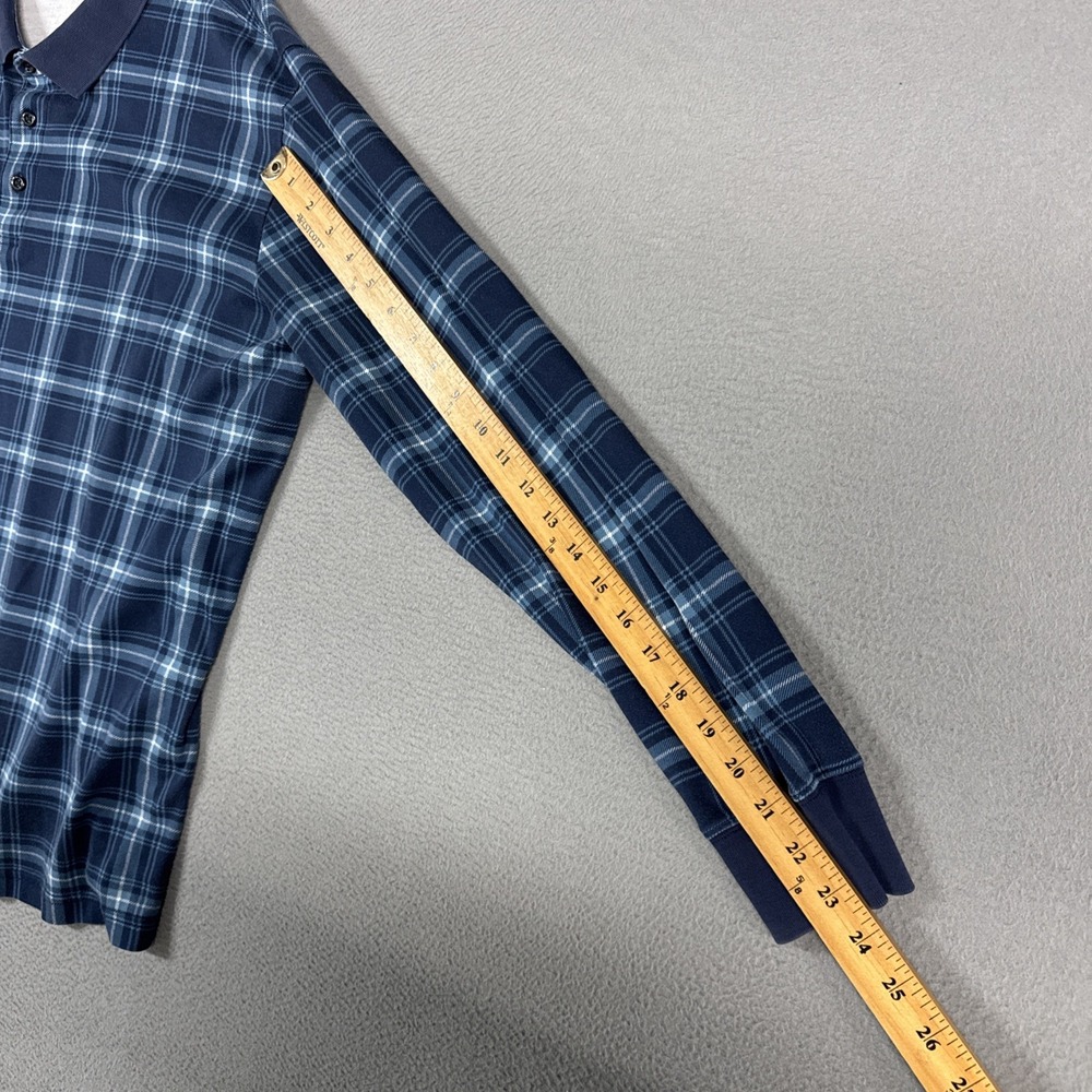 Lands End Polo Shirt Mens XXL 2XL Blue Plaid Traditional Fit Long Sleeve Button - Picture 9 of 10